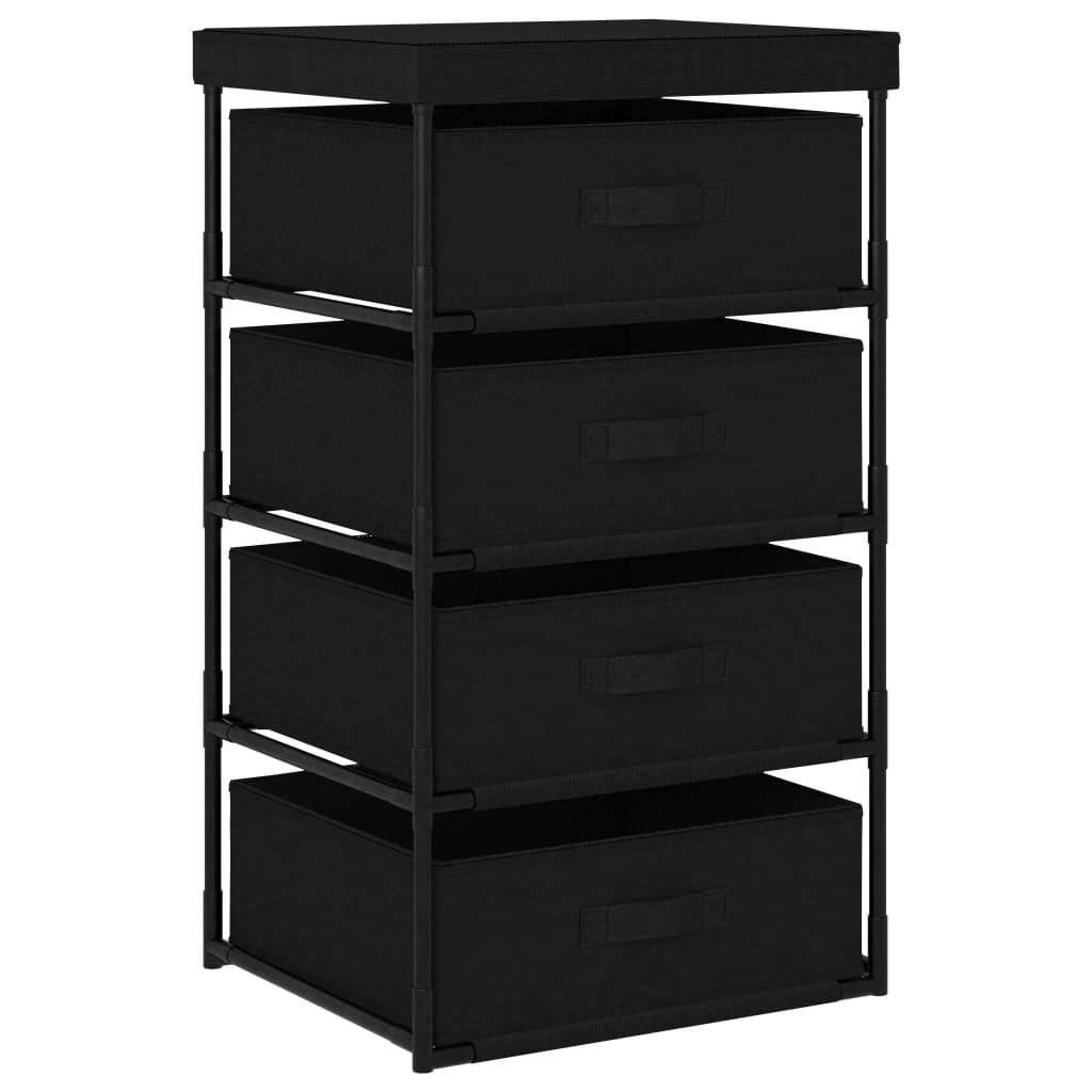 Storage Rack With 4 Fabric Baskets Steel Black Vidaxl