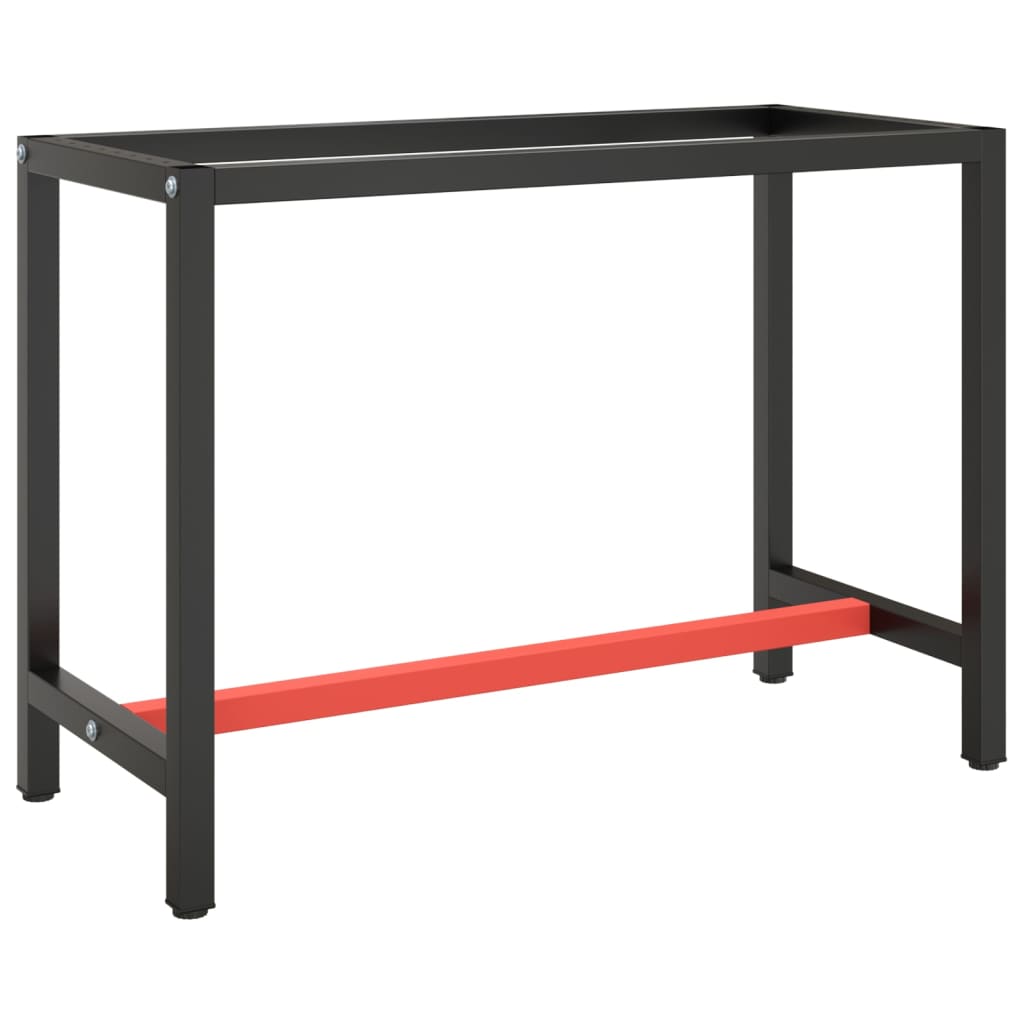 Vidaxl Schwarz Work Bench Frame Matte Black And Matte Red 110X50x79 Cm Metal