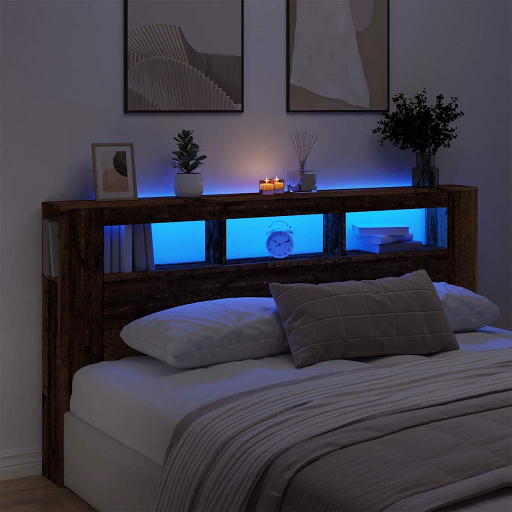 Vidaxl - Tête De Lit À Led Vieux Bois 200x18,5x103,5cm Bois D'Ingénierie