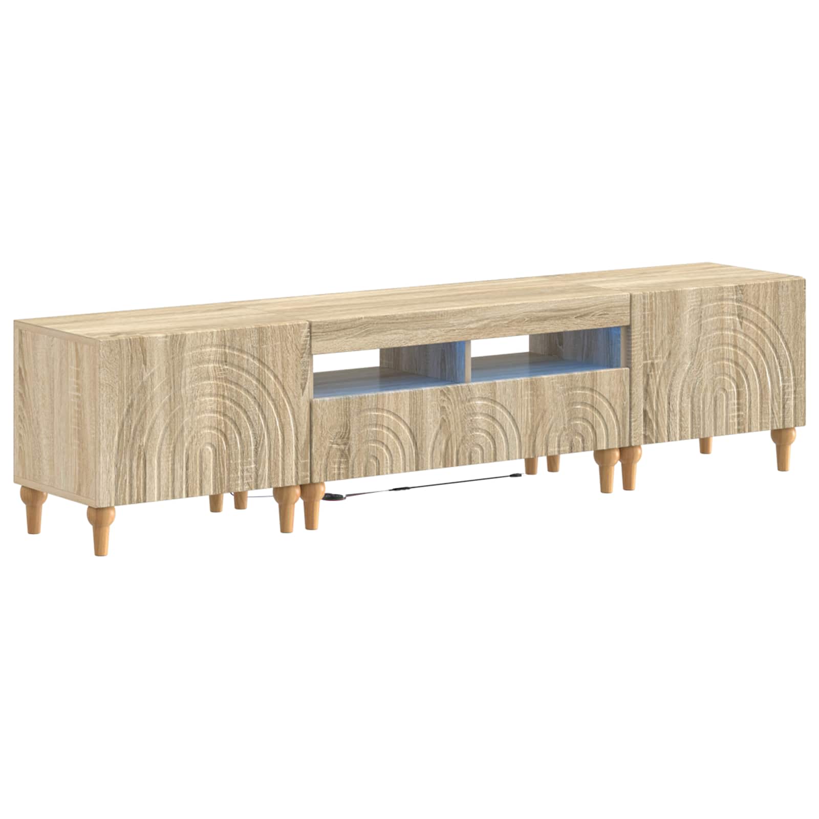 Vidaxl Braun 3-Teiliges Led Tv Regal Sonoma-Eiche Holzwerkstoff