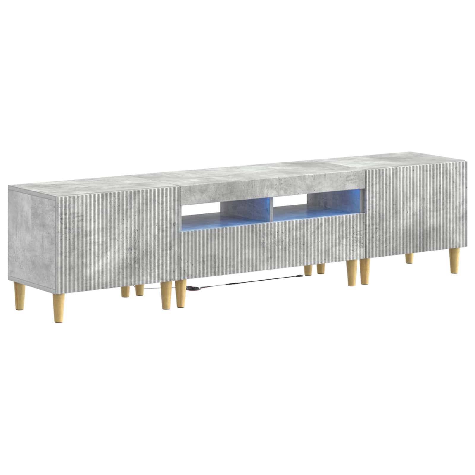 Vidaxl Grau 3-Teiliges Led Tv Regal Arnhem 3 Stk. Beton Holzwerkstoff