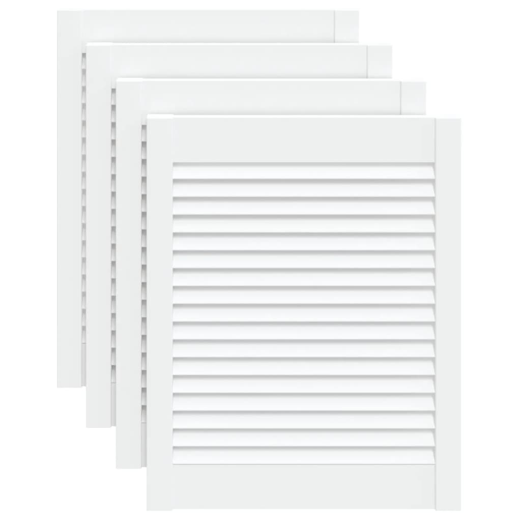 Cabinet Doors Louvred Design 4 Pcs White 61.5x49.4 Cm Solid Wood Pine Vidaxl