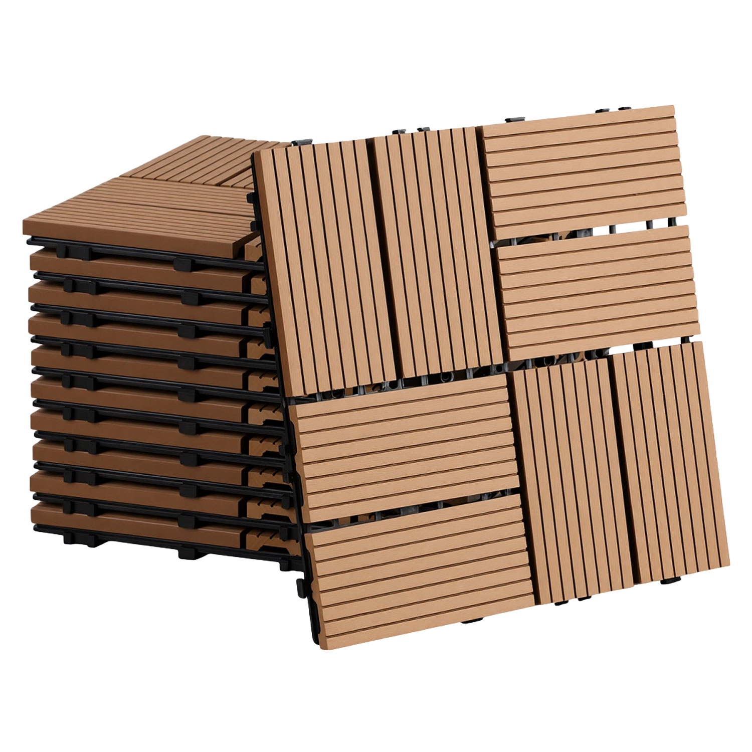 Jiubiaz Piastrelle Da Esterno Wpc 30x30 Cm 55 Pezzi 5 M², Teak, A Incastro