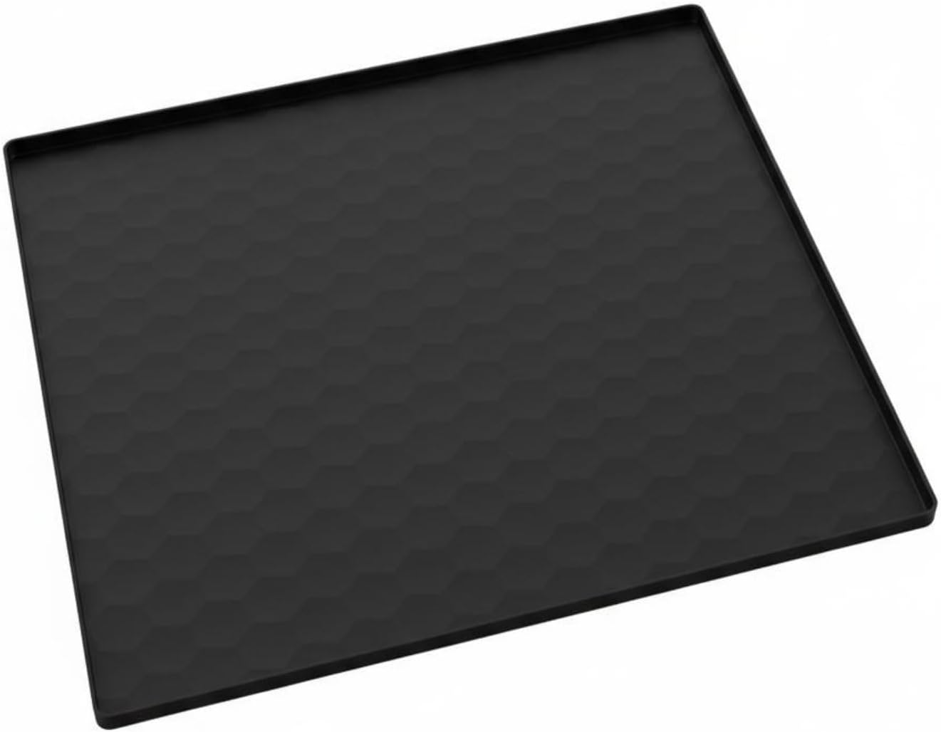 Tapis antidérapant en silicone pour réfrigérateur, rebord anti-déversement, noir