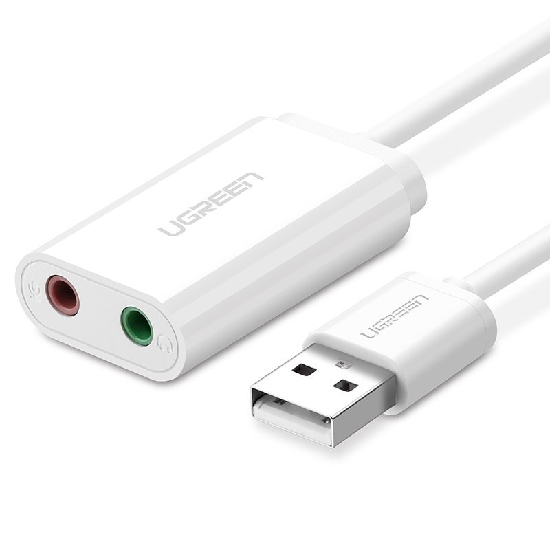 Ugreen Externe USB Soundkarte für Kopfhörer, Speakers, Headsets (USB), Soundkarte, Weiss - Image 4
