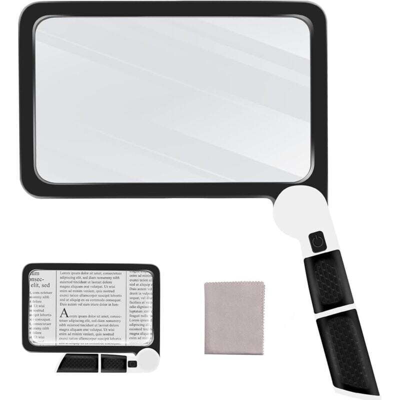 Loupe à main 5x avec éclairage 48 LED et lentille antireflet, 185 x 110 mm