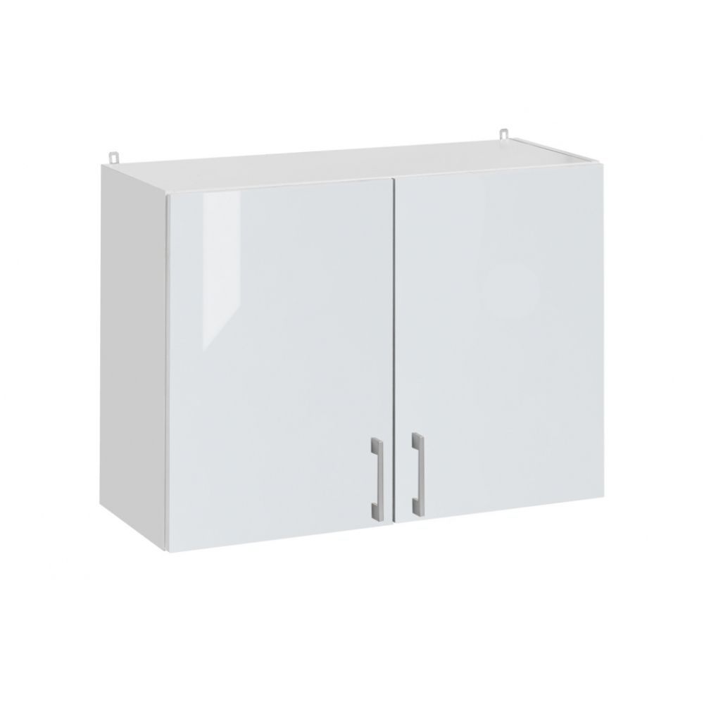Meuble Haut De Cuisine Eco Blanc Brillant 2 Portes L 80 Cm