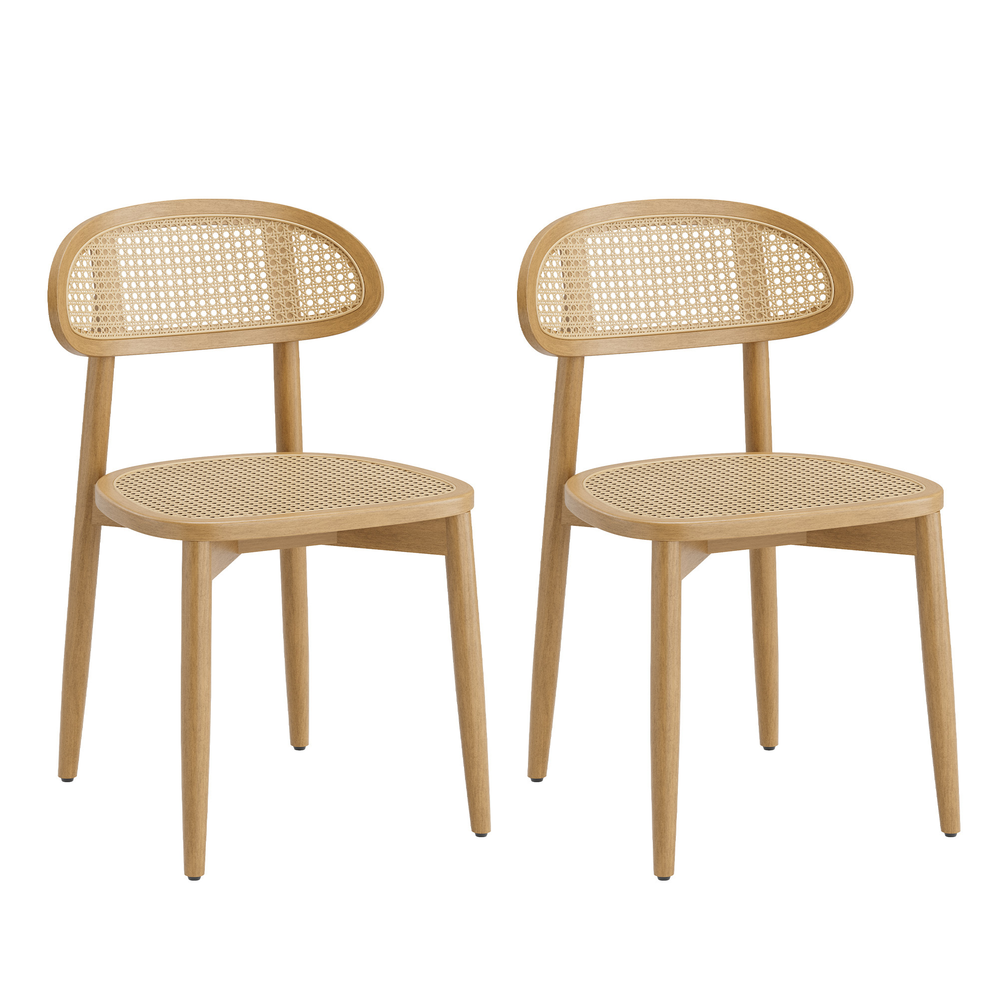 Colamy Lot De 2 Chaises De Salle À Manger En Rotin Naturel Tressé