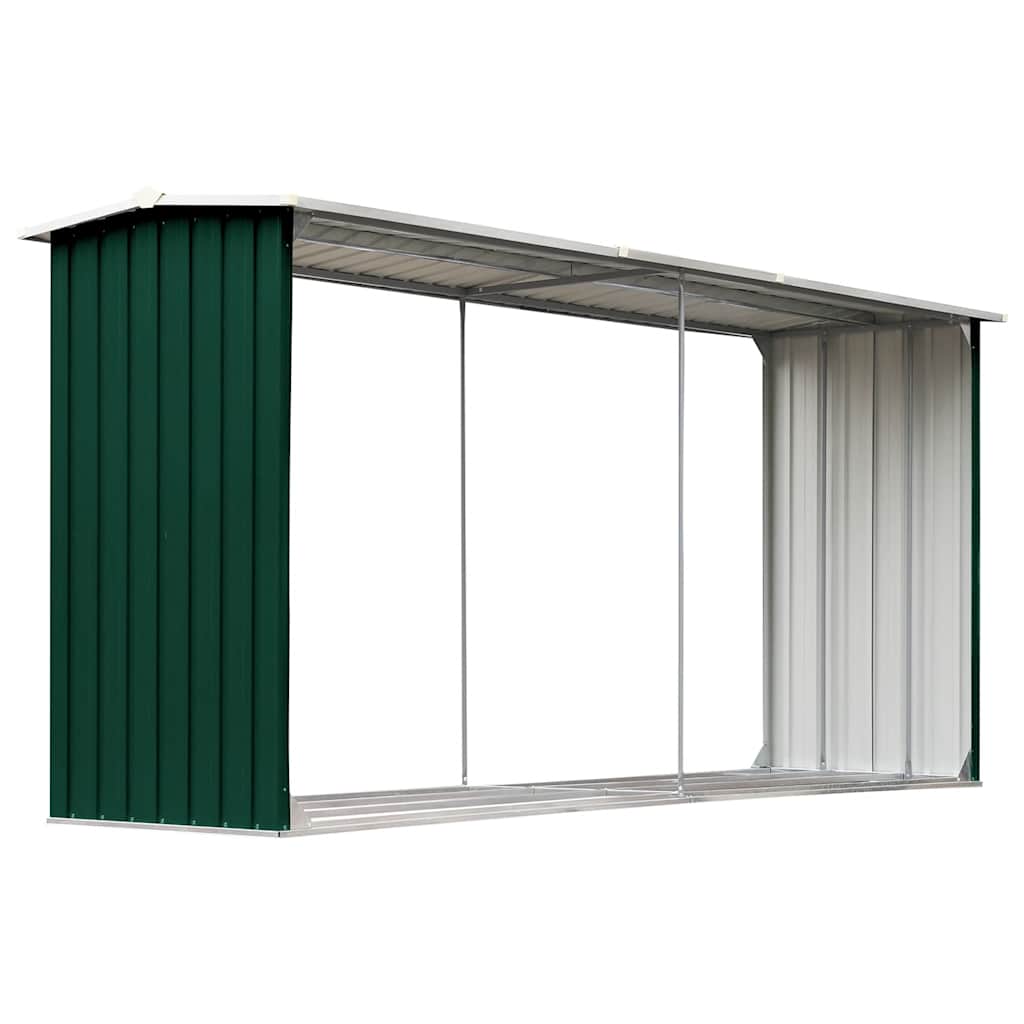 Vidaxl - Garden Log Storage Shed Galvanised Steel 330x92x153 Cm Green
