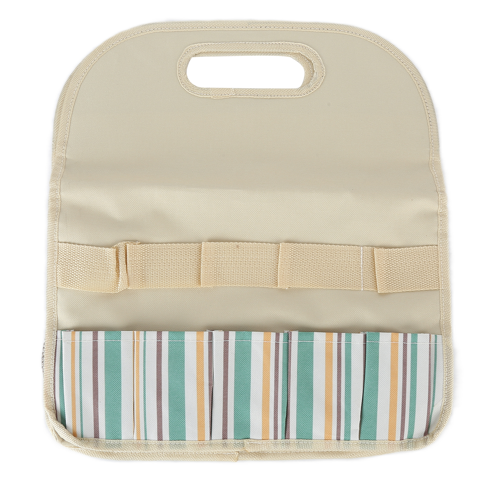 Sac à outils de jardin en tissu Oxford 600D, 5 compartiments et poches en filet, 40 x 35,5 x 17 cm, kaki