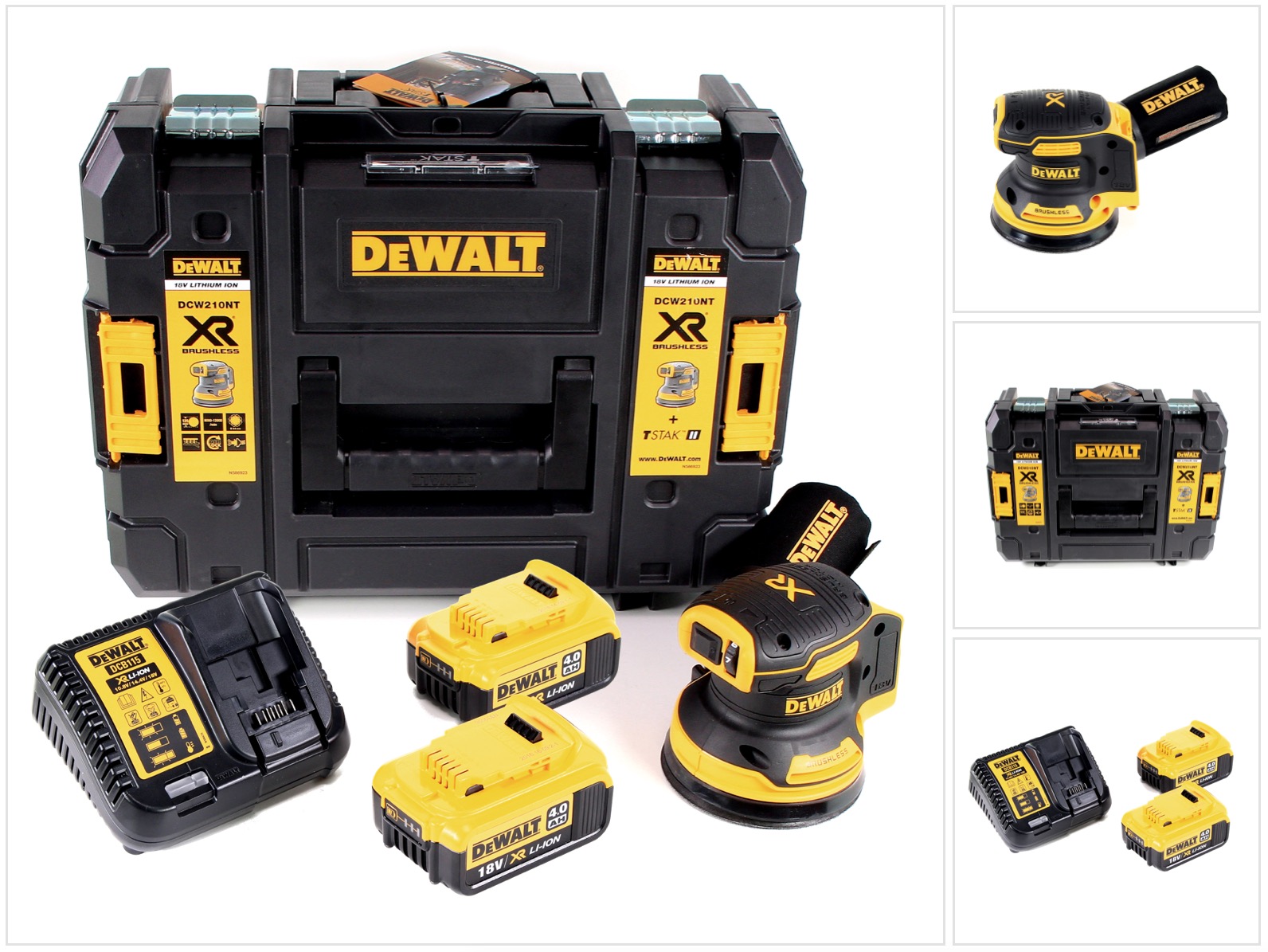 Dcw 210 M2 Akku Exzenterschleifer Brushless 18v 12.000u/min 125mm + 2x Akkus 4, 0 Ah + 1x Schnellladegerät In Tstak - Dewalt