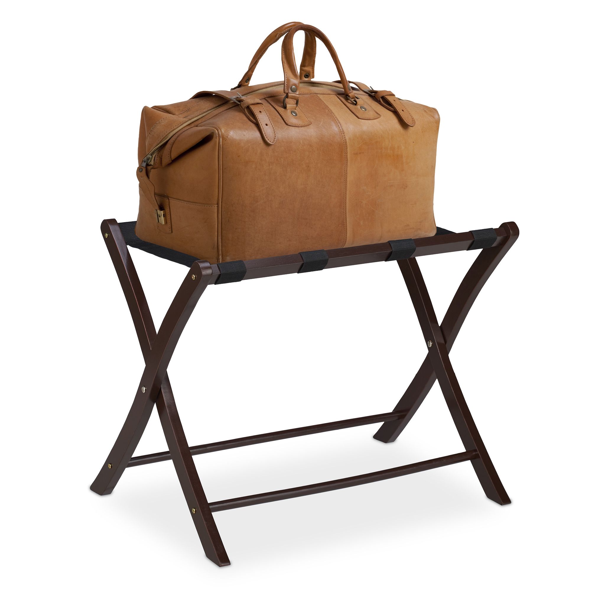 Relaxdays Braun - Kofferständer Holz, Klappbar, Gepäckablage, Kofferaufbewahrung, Für Reisegepäck, Hxbxt: 52,5X66,5X48 Cm,