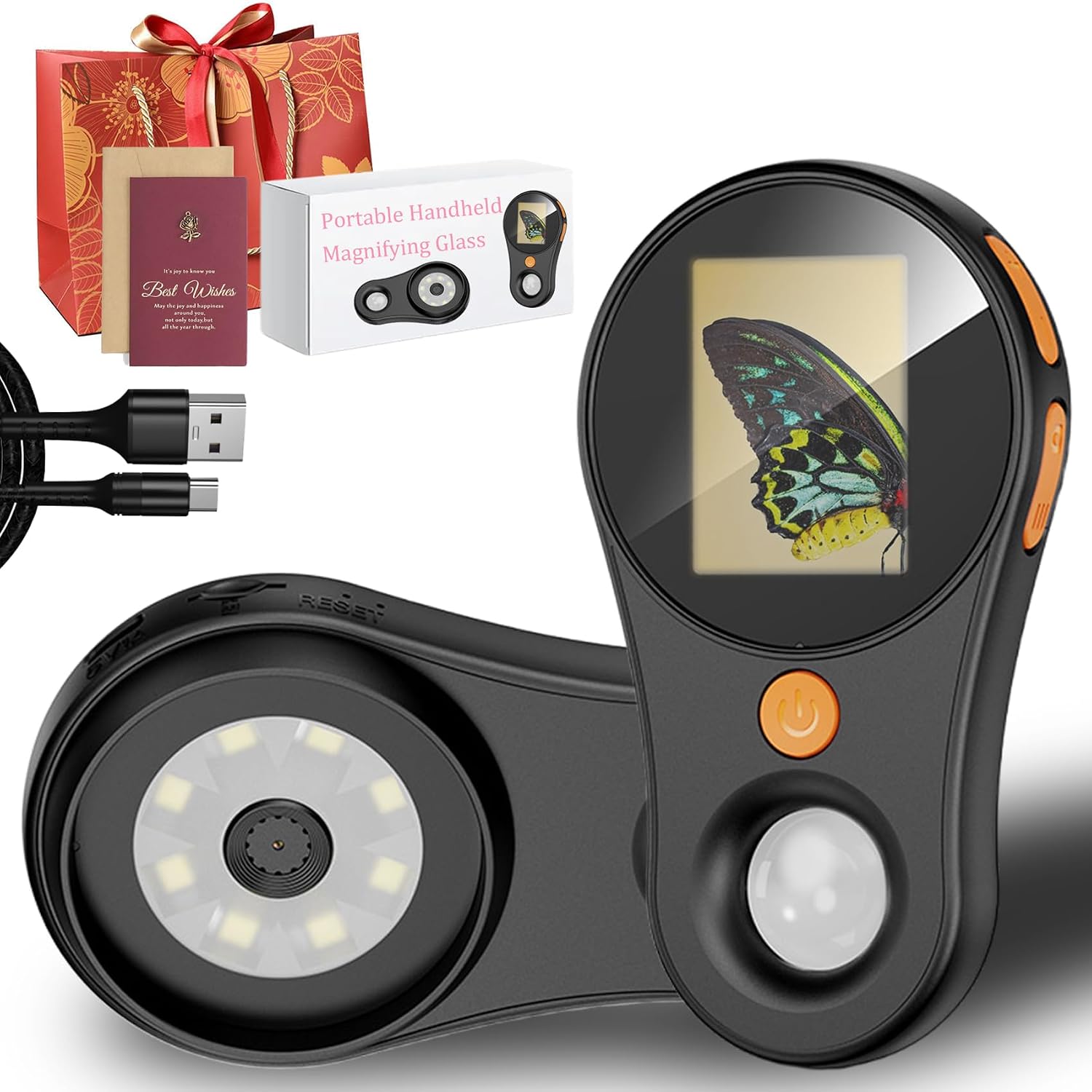 Microscope numérique portable 500x avec écran IPS 2 pouces, caméra 2 MP, USB