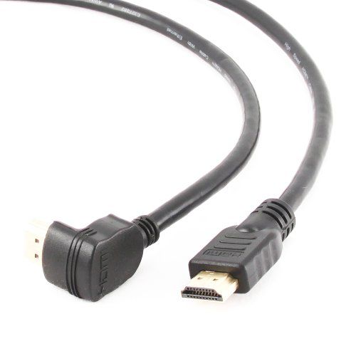 Gembird Schwarz Kábel Hdmi High Speed, 90° (M) Na Vodorovný (M), 19 Pinové Pozlátené Konektory, 1.8M, Čierny, Bulk Balenie