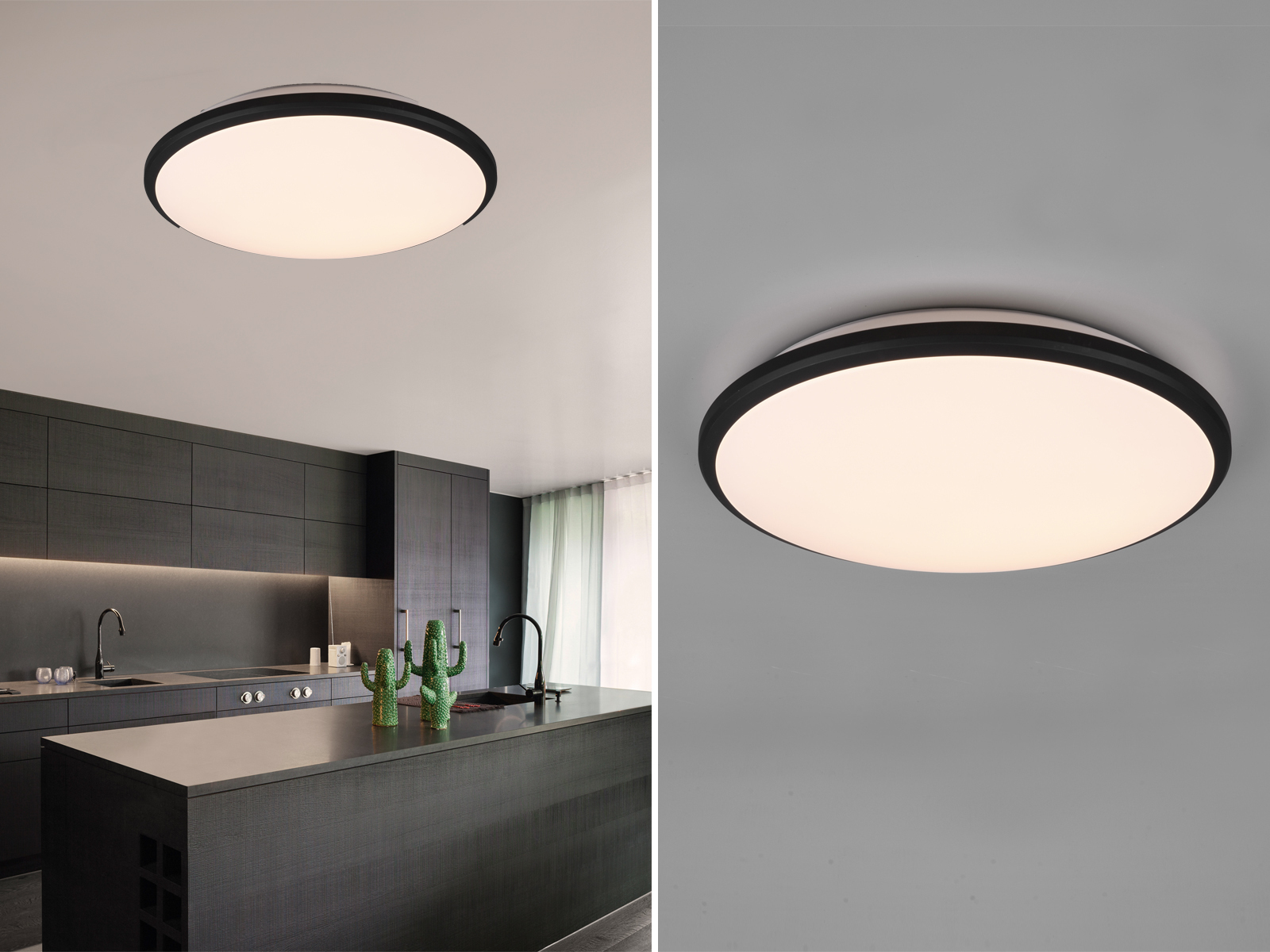 Reality - Led Deckenleuchte Limbus Schwarz 3 Stufen Dimmer, Warmweiß, Ø 34cm