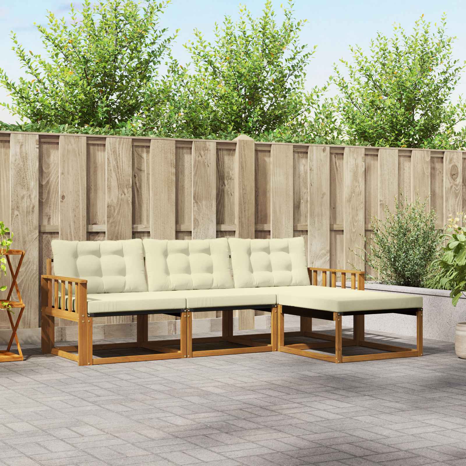 Vidaxl Set Di Divani Da Esterno Con Cuscino 4 Pcs Naturale E