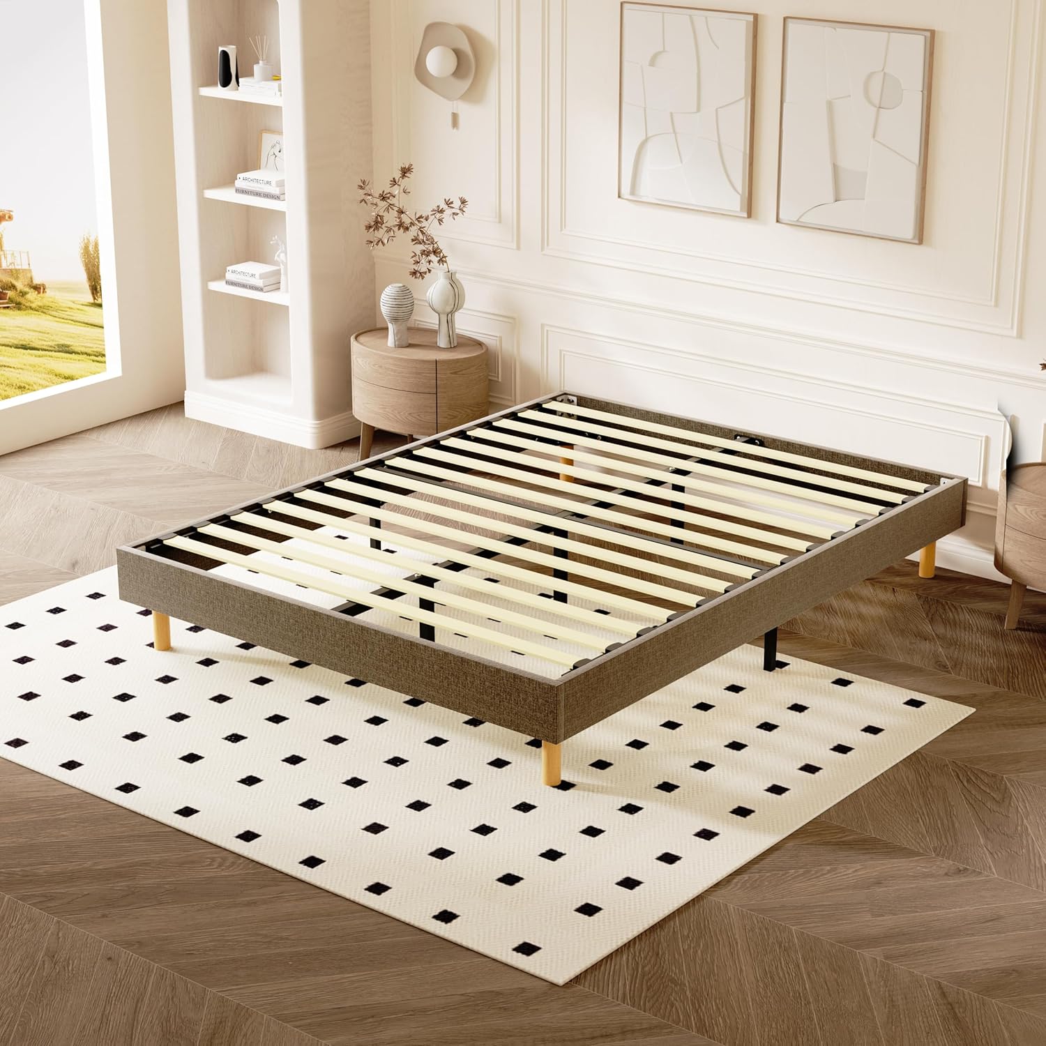 Dewinner – Sommier Tapissier 140x190cm – 9 Pieds En Bois Massif