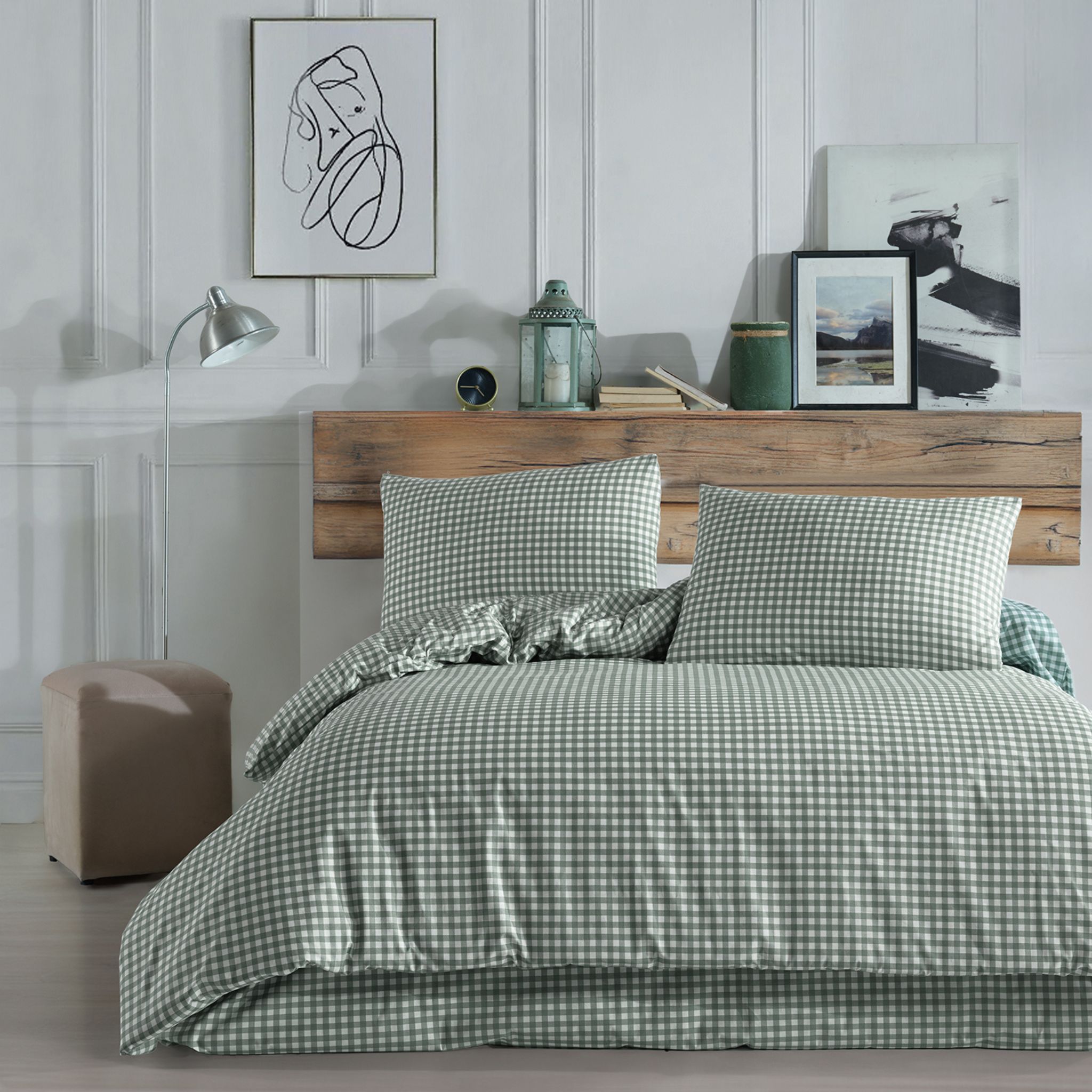 Terre De Nuit – Parure De Lit Vichy 240x220 Cm – 100% Coton 57 Fils