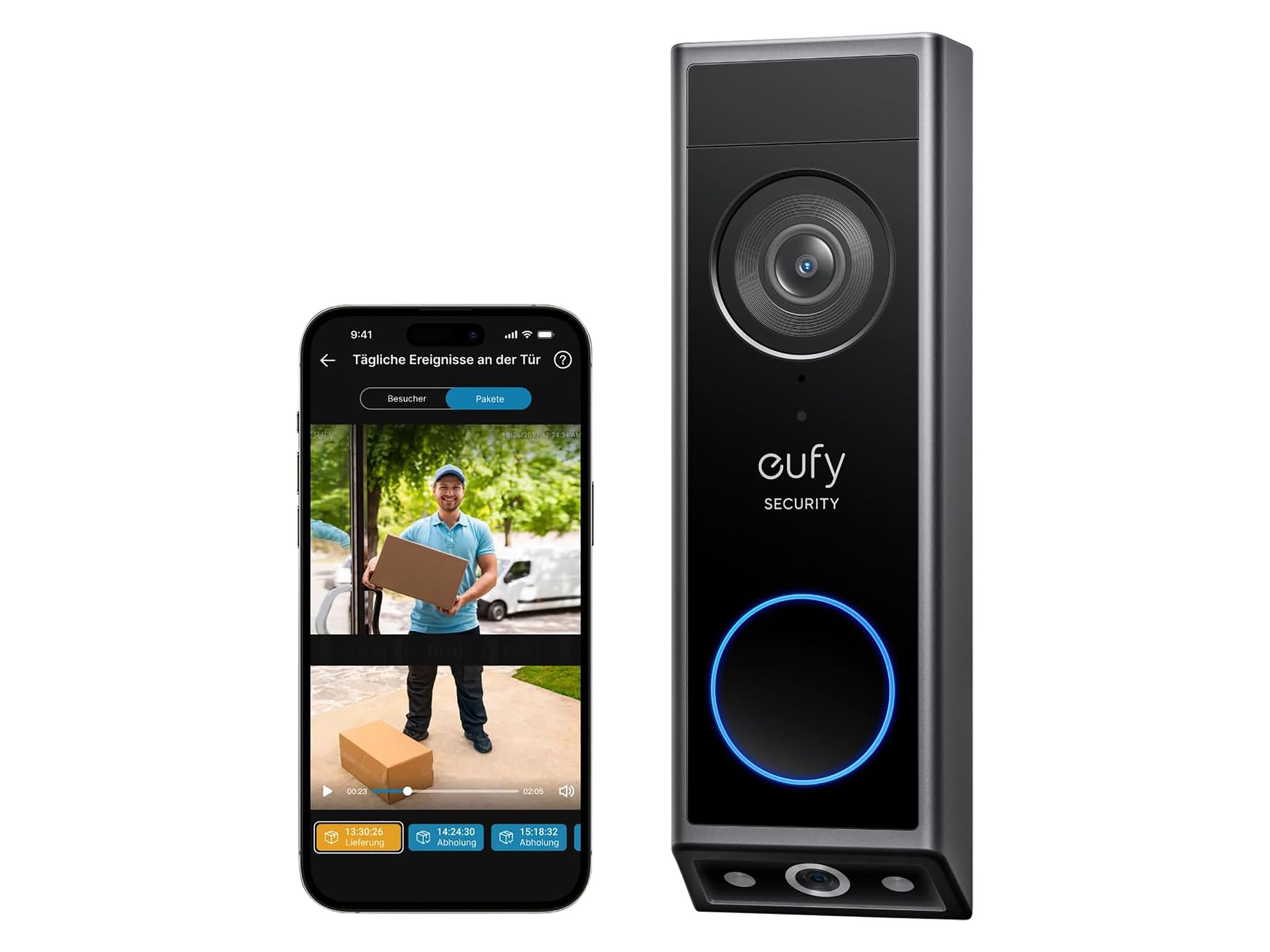 Anker eufy E340 Video-Türklingel 2K mit Dual-Kamera, Schwarz - Image 3