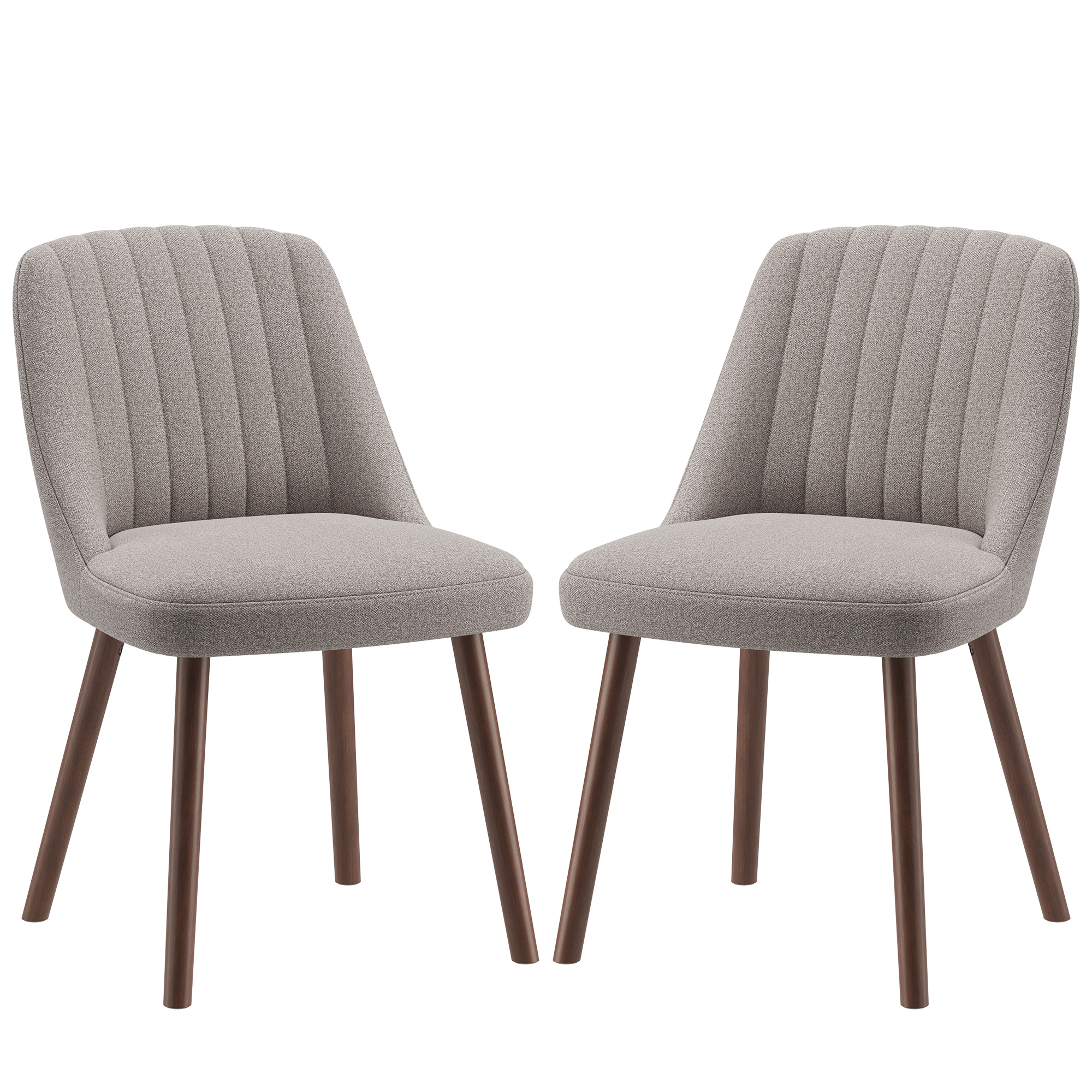 Lot De 2 Chaises De Salle À Manger, Chaises De Cuisine Modernes Avec Dossier Coquillage, Tissu Doux Et Pieds En Bois Massif, Style Scandinave Pour Salle À Manger, Salon, Restaurant,camel