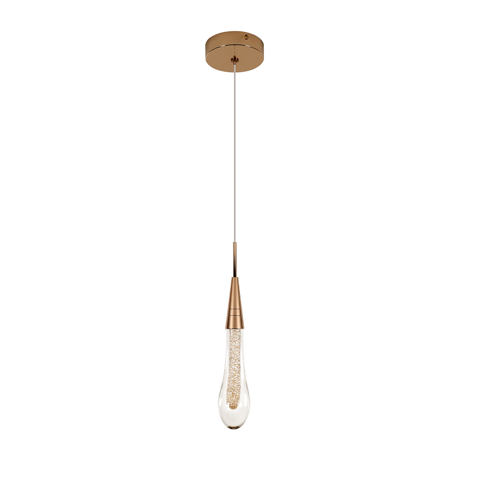 Comely - Suspension Led, Lustre En Verre Goutte D'Eau Créatif, Plafonnier Led Moderne En Verre Doré Pour Chambre Salle À Manger Cuisine Salon, Lumière Chaude