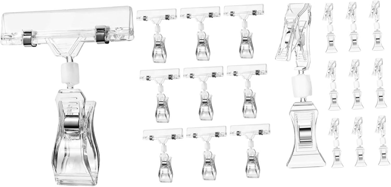 Crochets rotatifs en acier inoxydable et PS, transparent, lot de 20