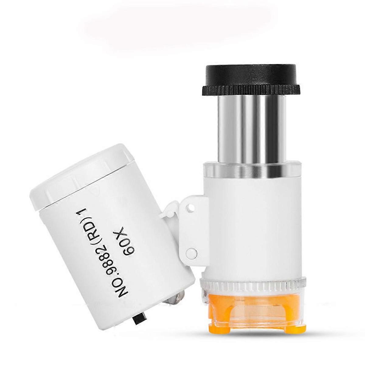 Loupe de bijoutier portable avec éclairage LED et UV, grossissement 60x, mise au point micromiroir