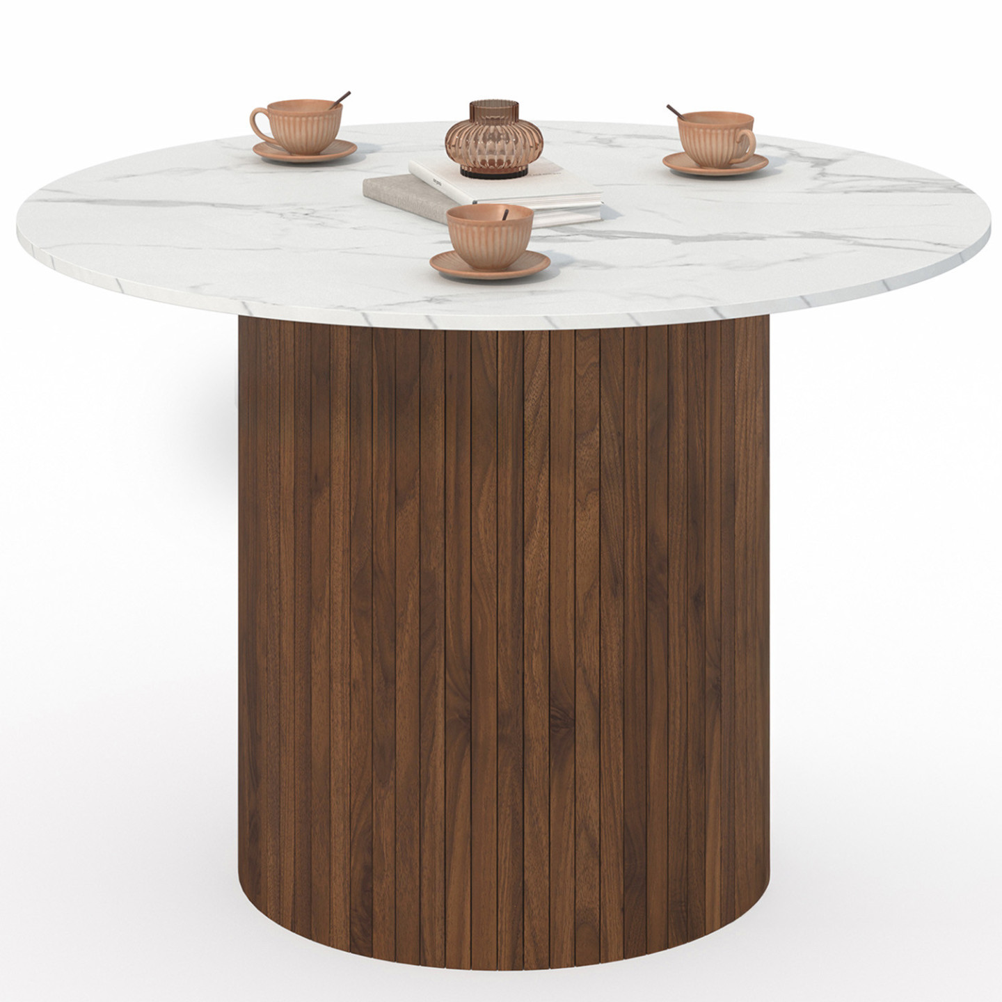 Idmarket – Table À Manger Ronde Juliette 6 Personnes – Plateau Effet