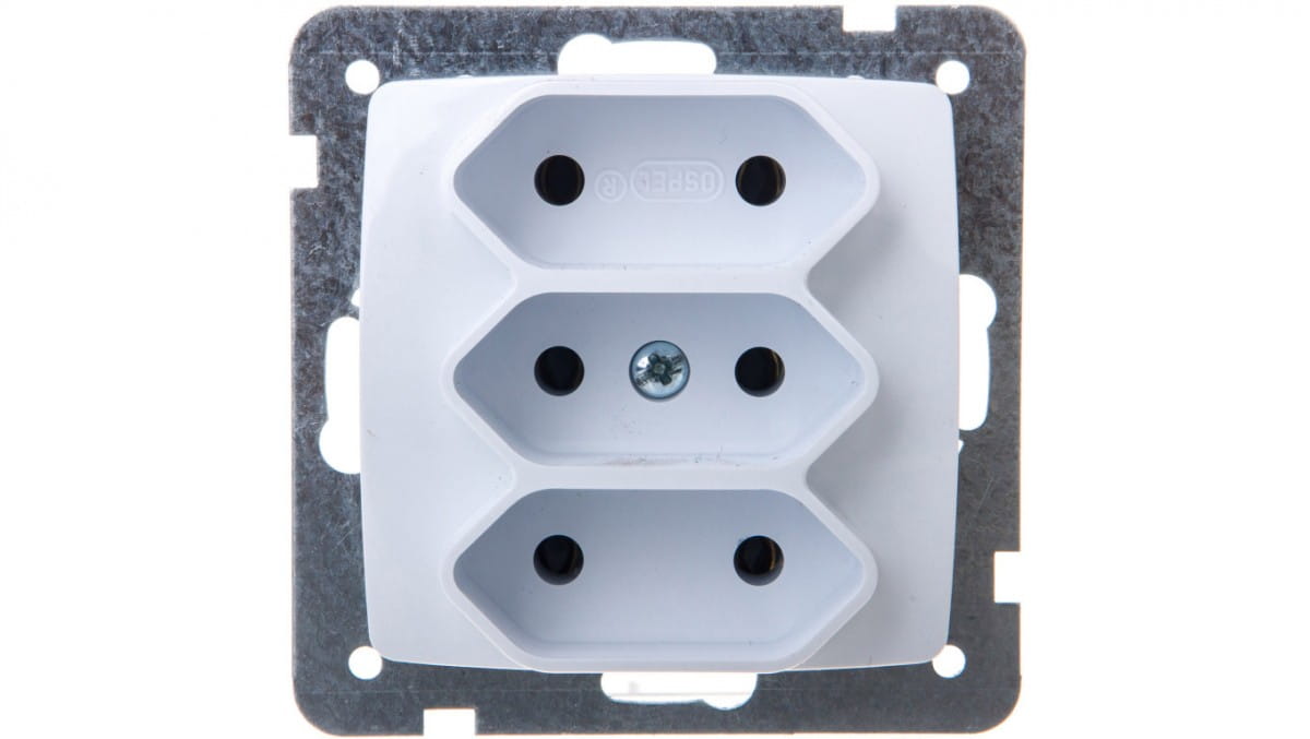 Oem Weiß Karo Dreifachsteckdose B/U 2,5A Euro Gp-3S/M/00