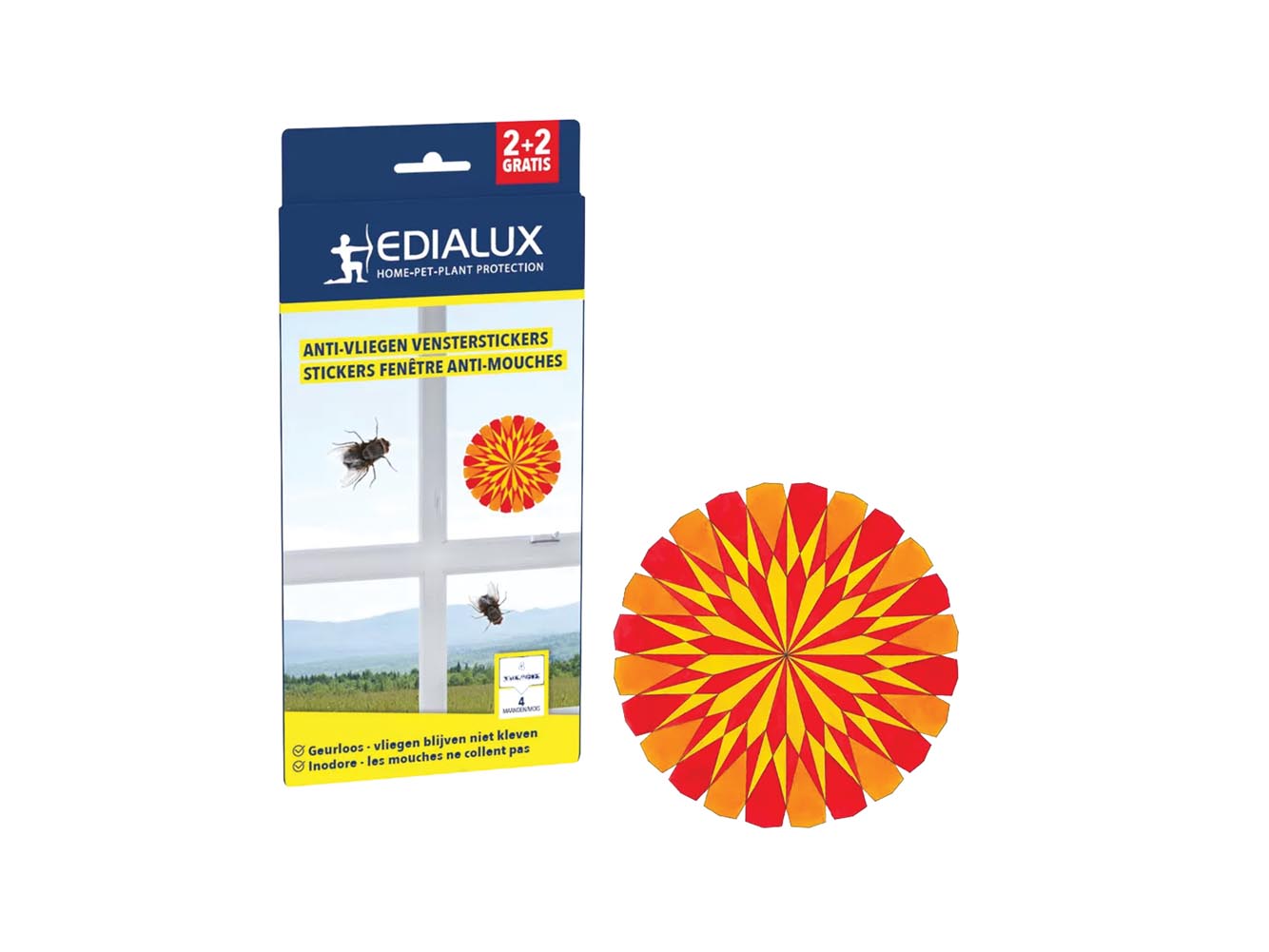 Edialux Fliegenfänger Fensteraufkleber, Transparente Fliegenfalle Fürs Fenster, Geruchslos Mit Lockstoff, Effektiv Gegen Stubenfliegen, (4 Stück)