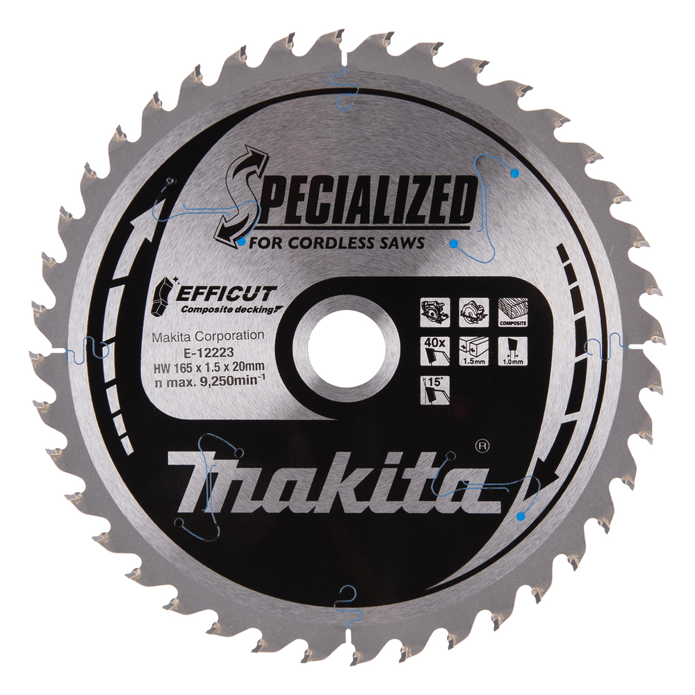 Makita Sägeblatt Säge Sägen Wpc Holz 165X1,5X20 Z40 Efficut E-12223