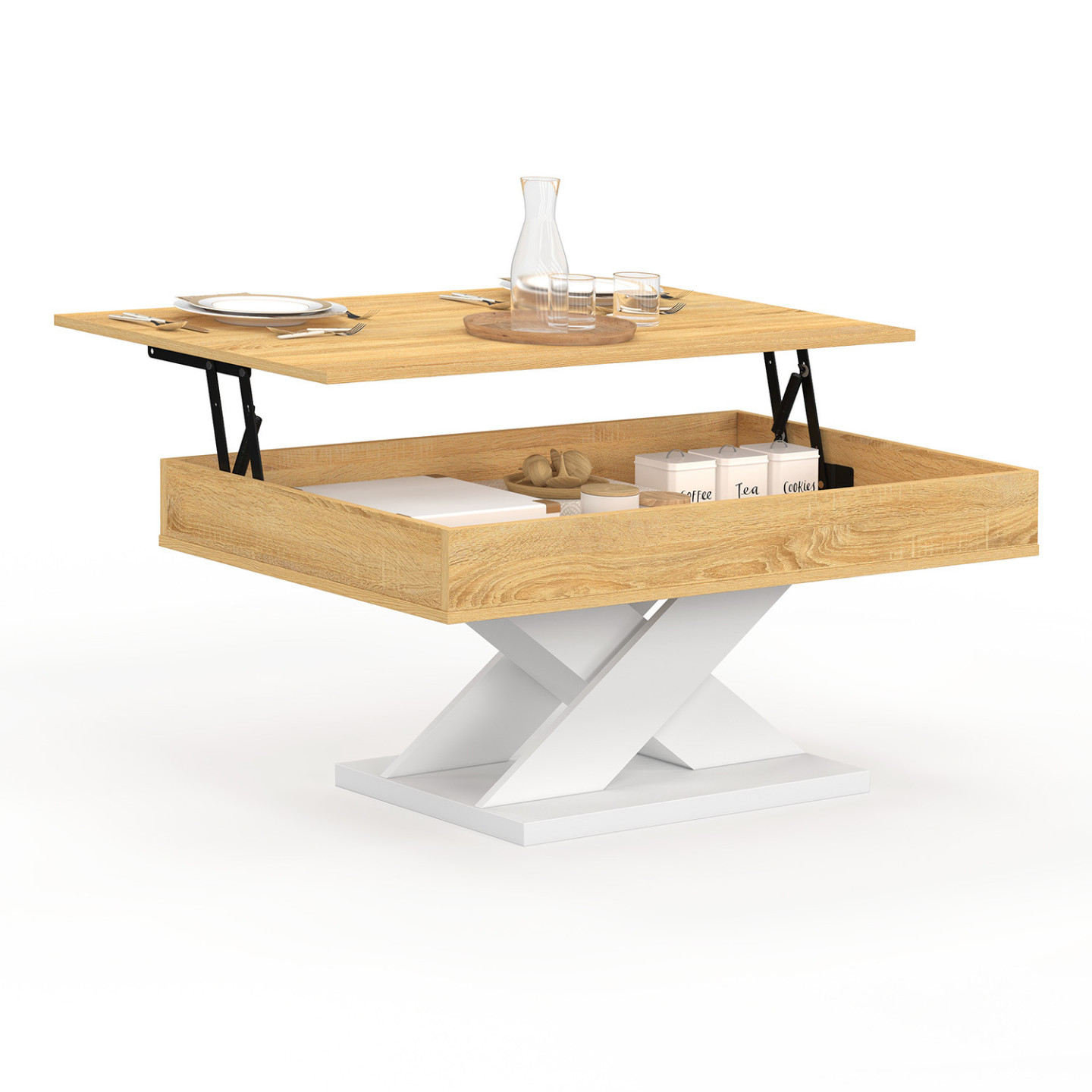 Idmarket – Table Basse Rectangulaire Plateau Relevable – Longueur 110
