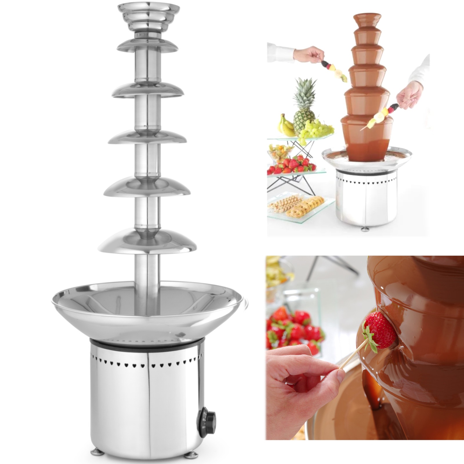 Hendi Silber Schokoladebrunnen 6 Ebenen Edelstahl 230V 300W, Fun Kitchen, - Image 3