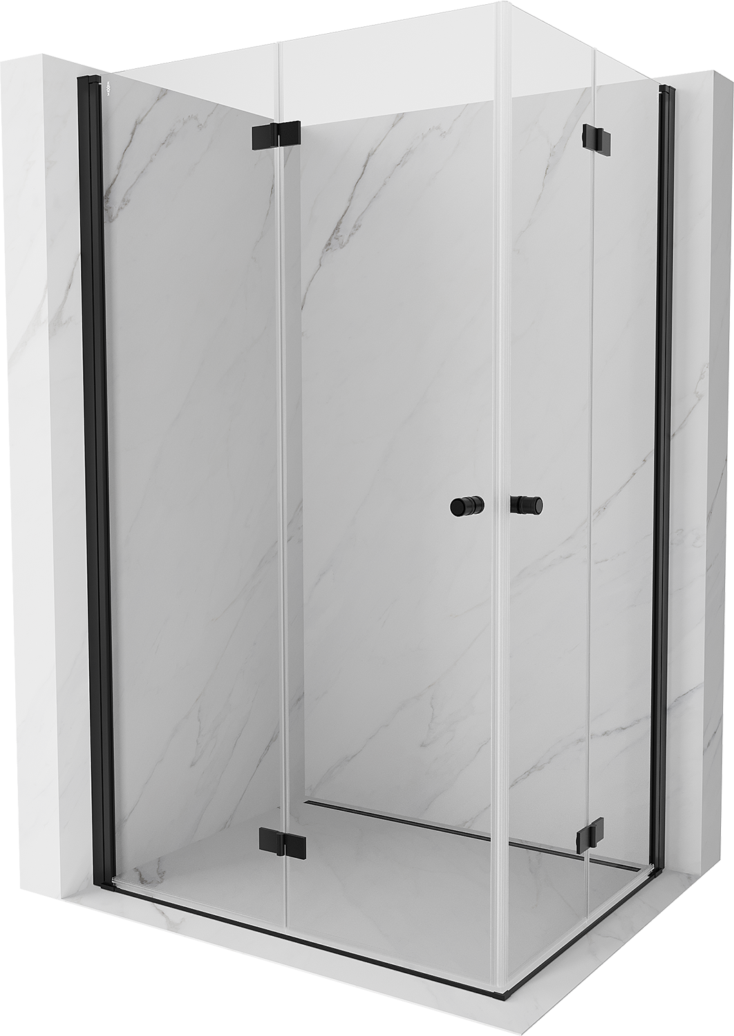 Mist-f Duo Faltbare Duschkabine 115 X 80 Cm, Transparent, Schwarz - 8a6-115l-080p-70-00 - Mexen