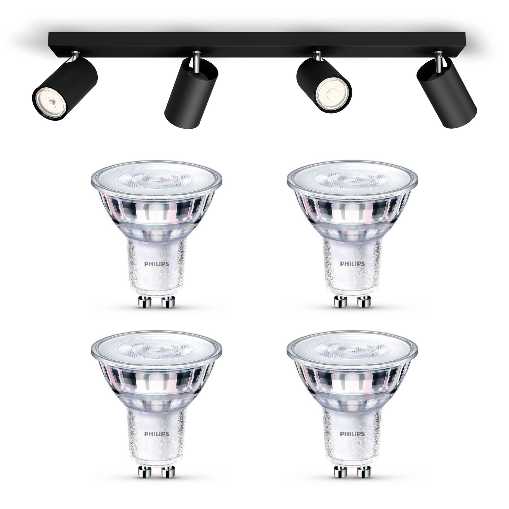 Philips Kosipo Aufbauspot Mit 2 Lichtpunkten Gu10 (schwarz) - Philips Led Gu10 50w Scene Switch