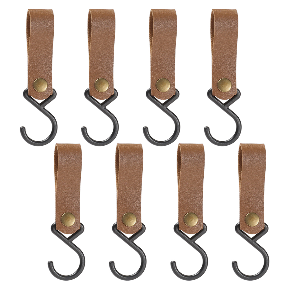Crochet en S avec lanière en cuir à bouton-pression, ABS épaissi, 12 cm, lot de 8
