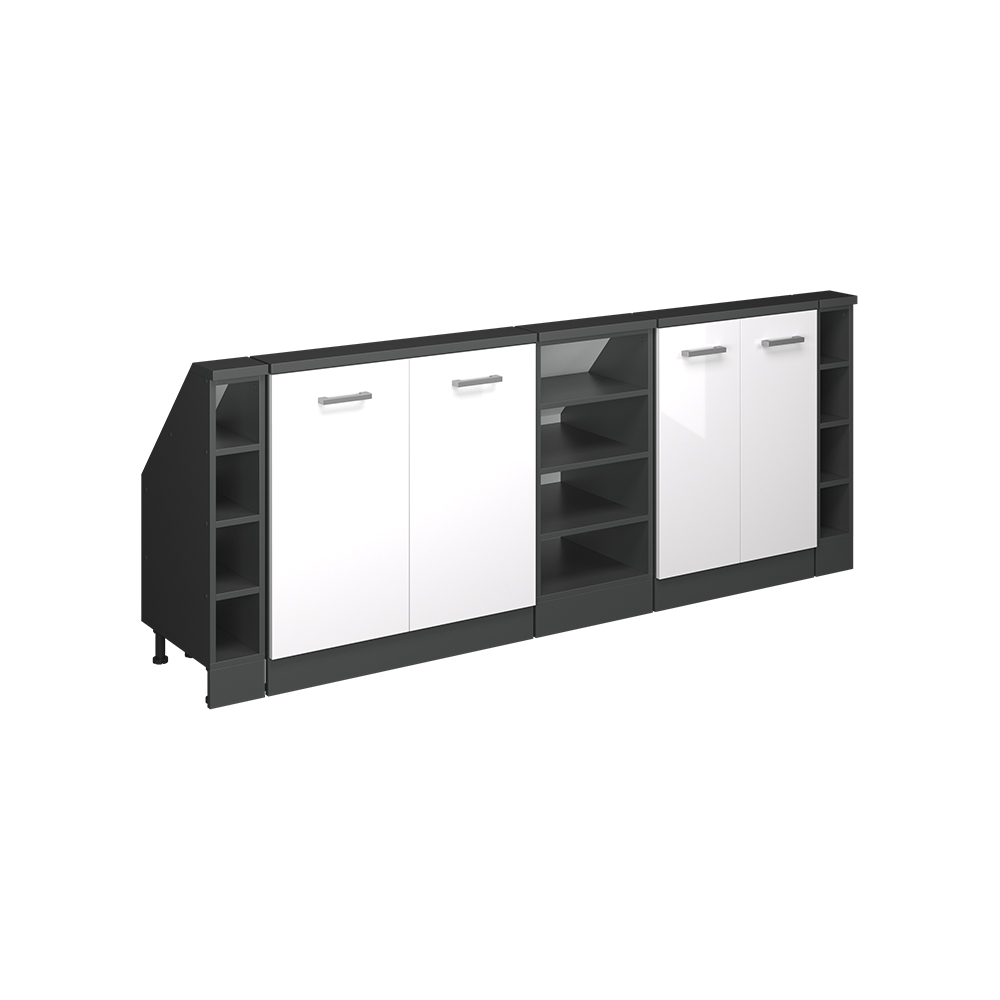 Küchenschrank Für Dachschrägen R-line, Weiß Hochglanz/anthrazit, 210 Cm 5er Set, Vicco