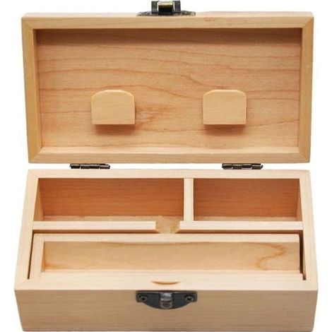 Boîte à rouler à la main en bois, compartiments et plateau amovible, beige
