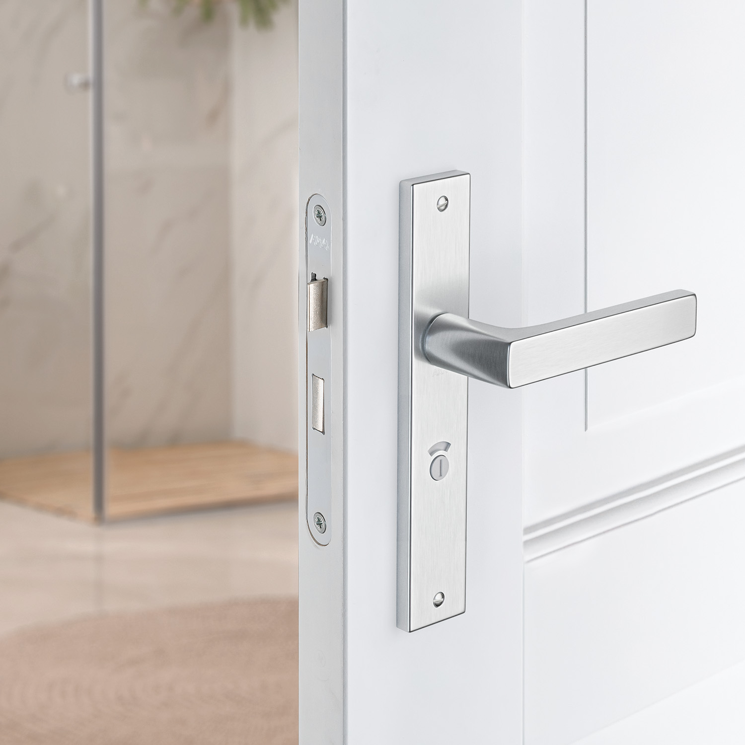 Axa Türbeschlagset Für Innentüren - Edge Riga - Türgriff Aus Aluminium - Für Wc/badezimmer - Tl63 - 8 - Türgriff Mit Schutzschild