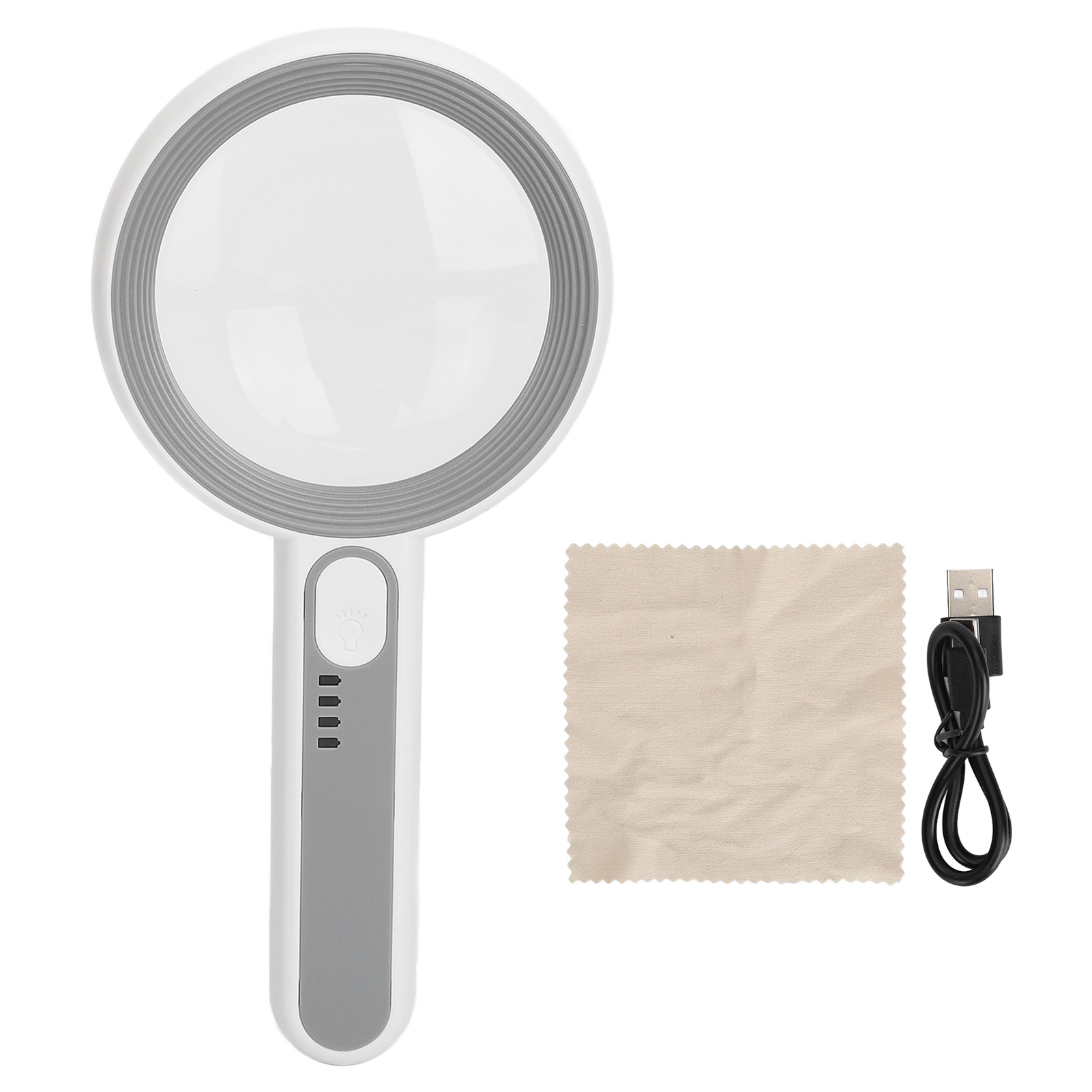 Loupe de poche 75 mm avec éclairage LED, grossissement 5x et 12x, angle réglable