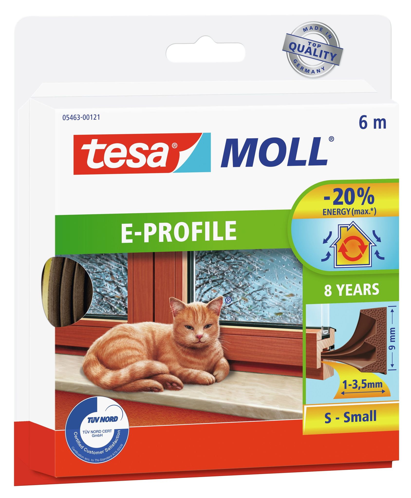 Tesa Moll E -Profil selbstklebende Gummidichtung für Türen und Fenster 6 m braun - Image 6
