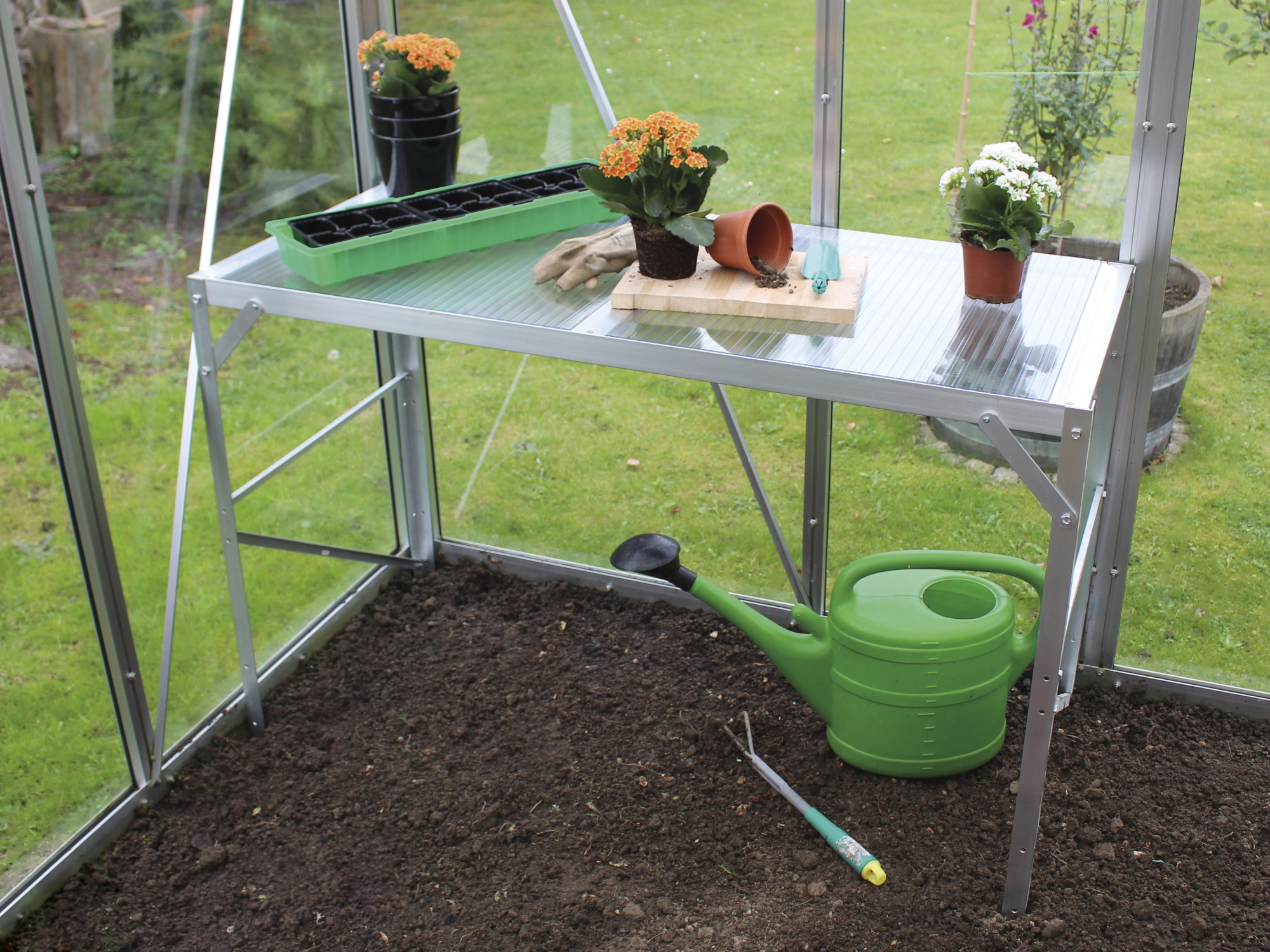 Vitavia Grau Pflanztisch Mit Hkp Arbeitsplatte, Aluminium Eloxiert