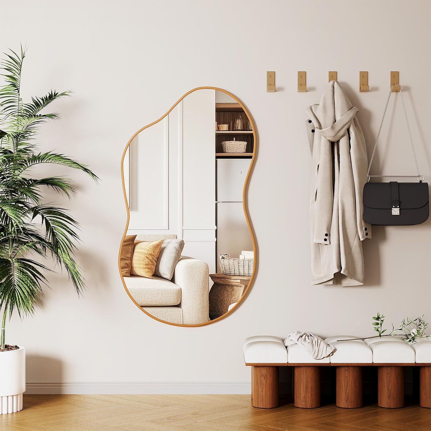 Miroir Asymétrique, Miroir Mural Ondulé Irrégulier