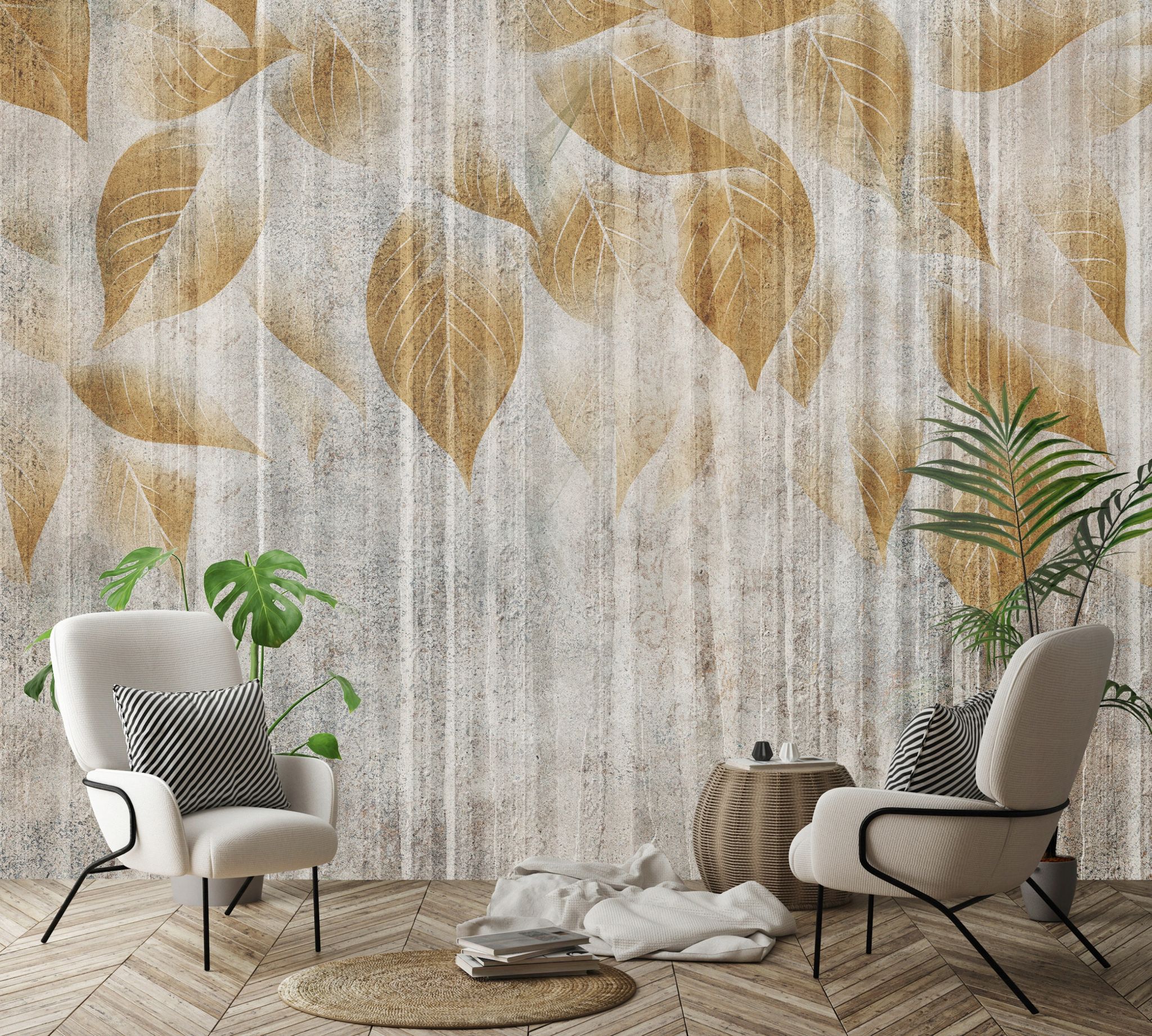 Wallarena Vlies Fototapete Blätter 250x175 Cm, Tapeten, Für Wohn Und Schlafzimmer, Vliestapete Wandtapete Tapete 3d Effekt- Inkl. Kleister - Boho Natur
