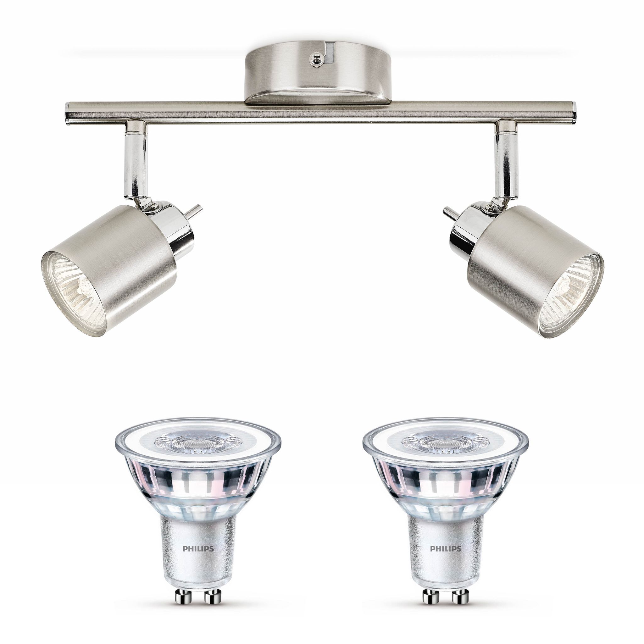 Philips Meranti Aufbauspot Mit 2 Lichtpunkten Gu10 (mattchrom) - Philips Led Gu10 50w Nicht Dimmbar