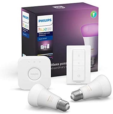 Philips-Hue Licht Philips Hue White And Color Kit 2 Smart Led-Lampen E27 9W + Bridge + Fernbedienung - Bild 3