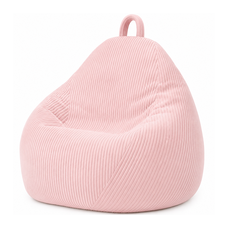 Pouf Poire Déhoussable Velours Côtelé - 105x85 Cm Rose