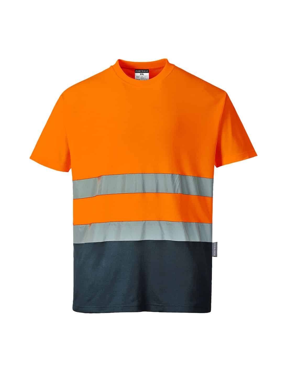 Portwest Orange Baumwoll-T-Shirt Zweifarbig /Navy S - Bild 3