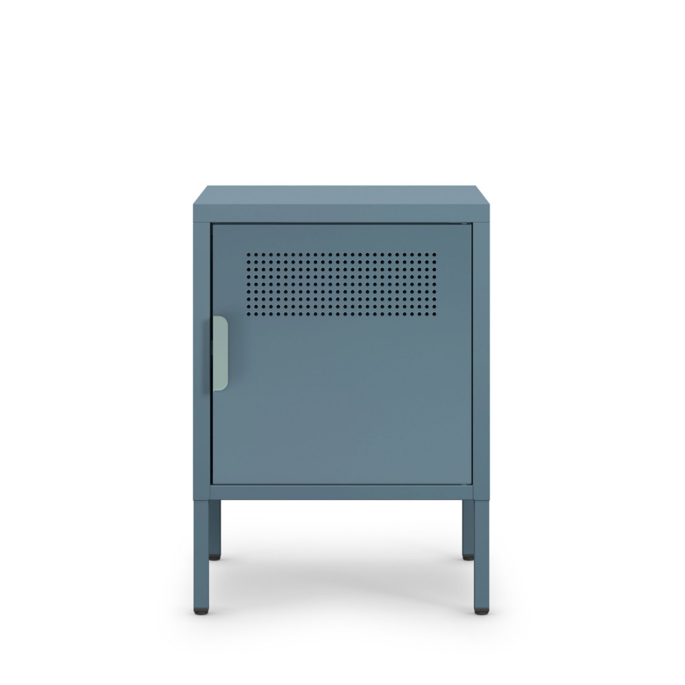 Table De Chevet 1 Porte En Métal L40cm - Bleu Glacier - Adel