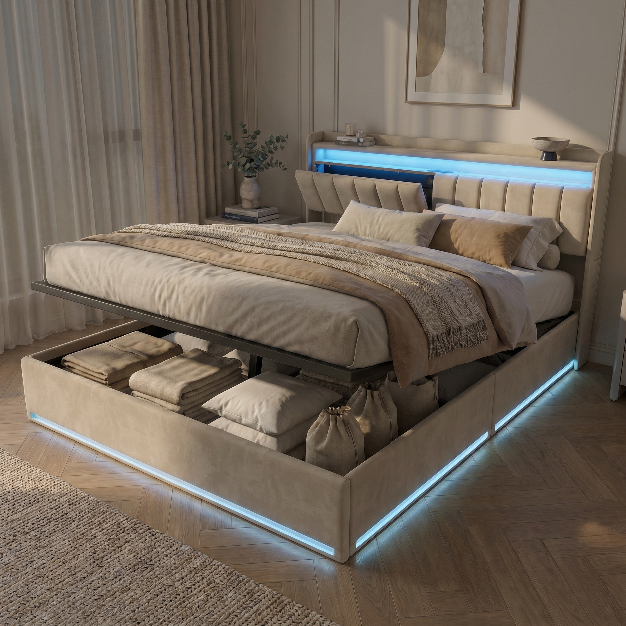 Lit Coffre Double 160x200 Cm